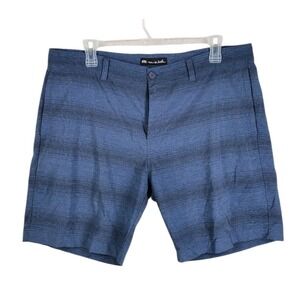 Travis Mathew Golf Chino Shorts Mens 40 Blue Black Pin Stripe Stretch (41x8.5)
